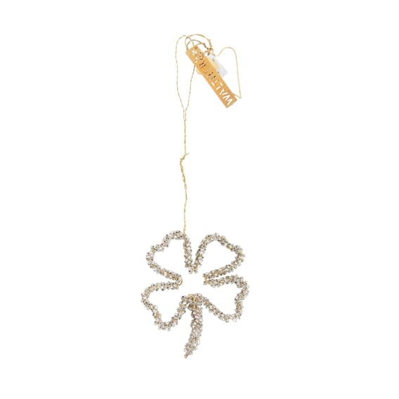 Juletrepynt Perlekløver Silver .jpg