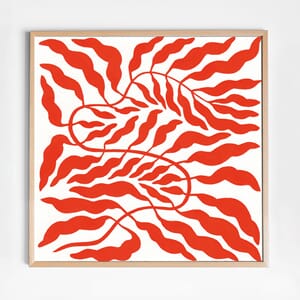 Poster Orange Red Leaf 50x50 cm