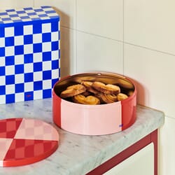 Tin oppbevaringsboks Rund Rød, rosa