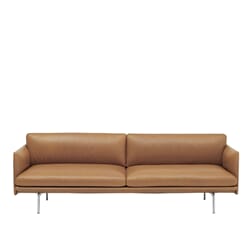 Outline Sofa 3 seter Skinn/Aluminum base
