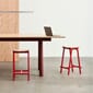 Taburete_8_Bar_Stool_H65_wb_lacquered_oak_veneer_seat_signal_red_powder_coated_base_Boa_Table_wb_lacquered_oak_tabletop_barn_red_powder_coated_alu_fra