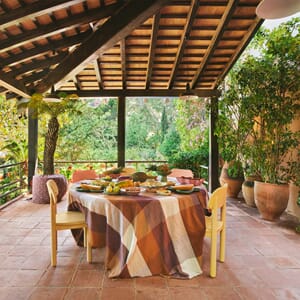 Bordduk Vida Check Amber/Burgundy 140x220cm