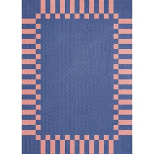 Gulvteppe Teklan Frame Cobolt Salmon